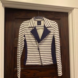Sperry blue white striped zip up jacket top